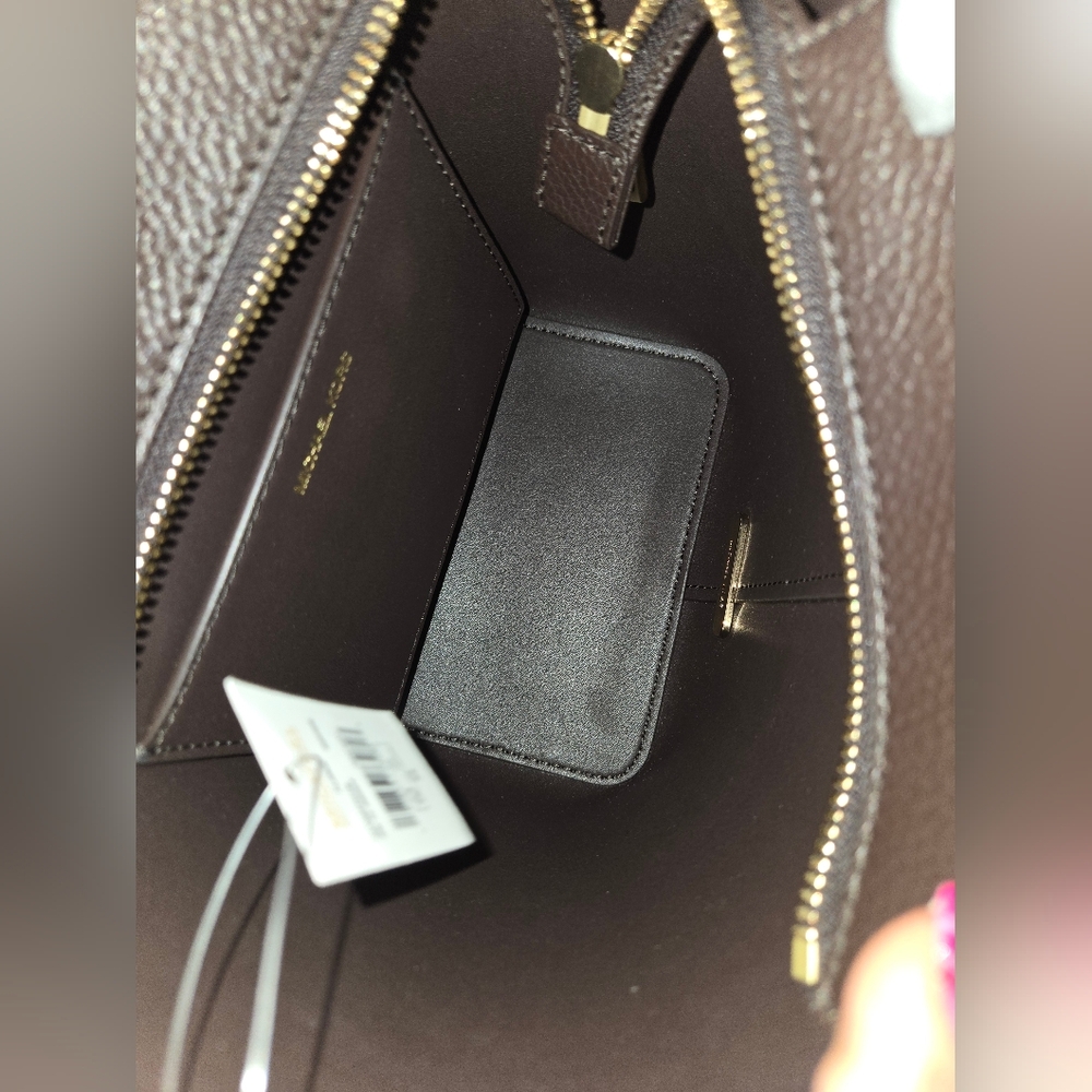 NWT Michael Kors Flora Signature Logo & Pebbled Leather Crossbody Bag - Picture 7 of 9